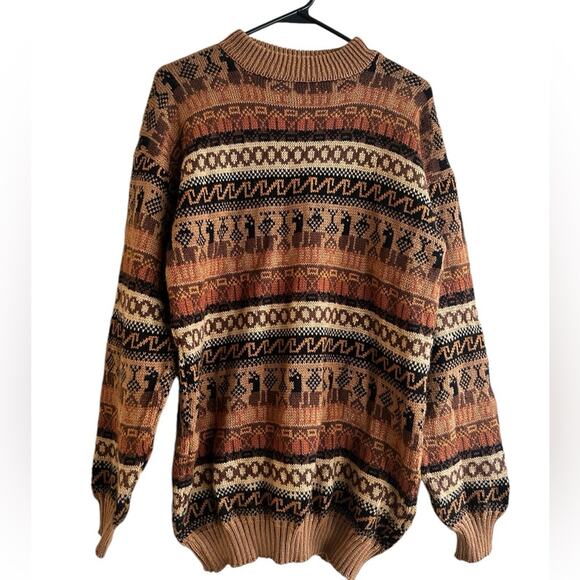Peruvian Alpaca prints wool sweater hippie boho soft fabric - Picture 4 of 8